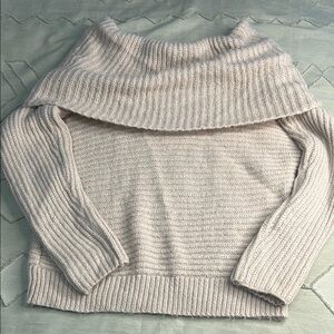 Cream Off-the-Shoulder Chunky Knit Sweater